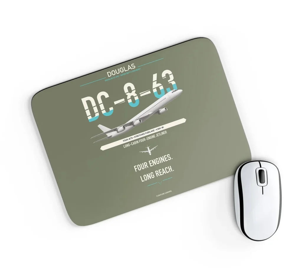 Douglas DC-8-63 design on green army rectangle mouse pad