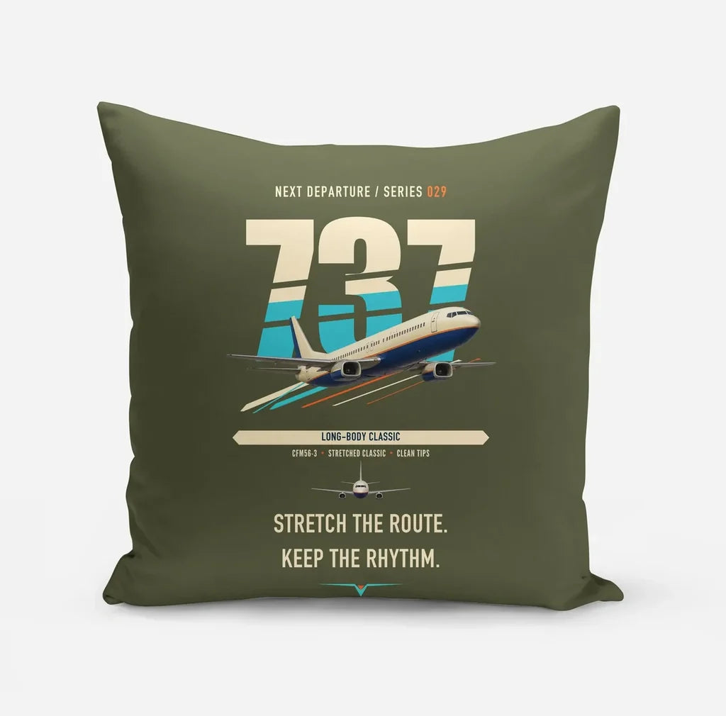 Boeing 737-400 Classic design on green army pillow