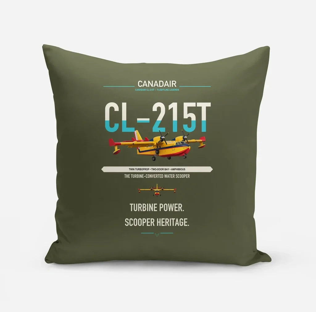 Canadair CL-215T design on green army pillow