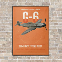 Thumbnail for Messerschmitt Bf 109G-6 vertical canvas print - framed - orange background