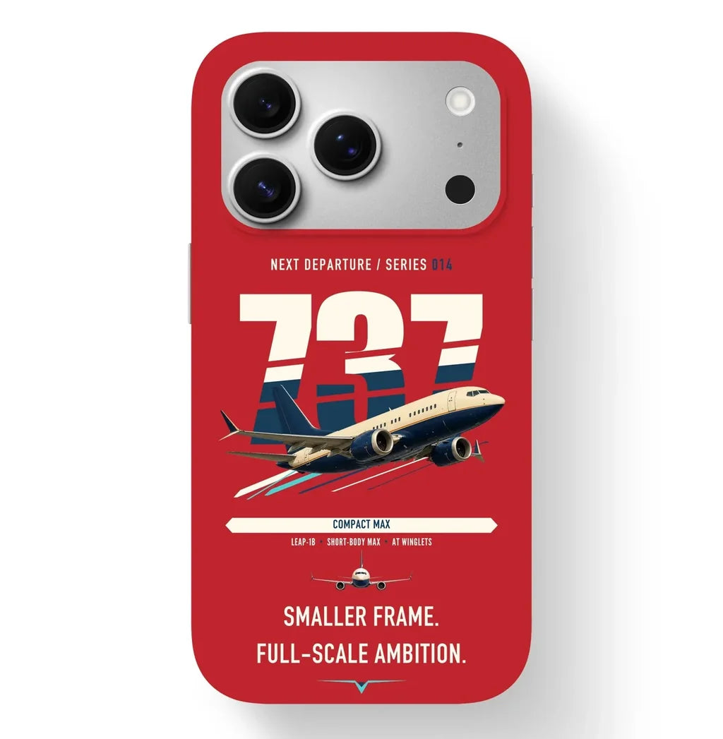 Boeing 737 MAX 7 design on red magsafe iphone case