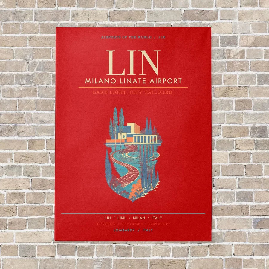 Milano Linate Airport LIN - Canvas Framed - Red