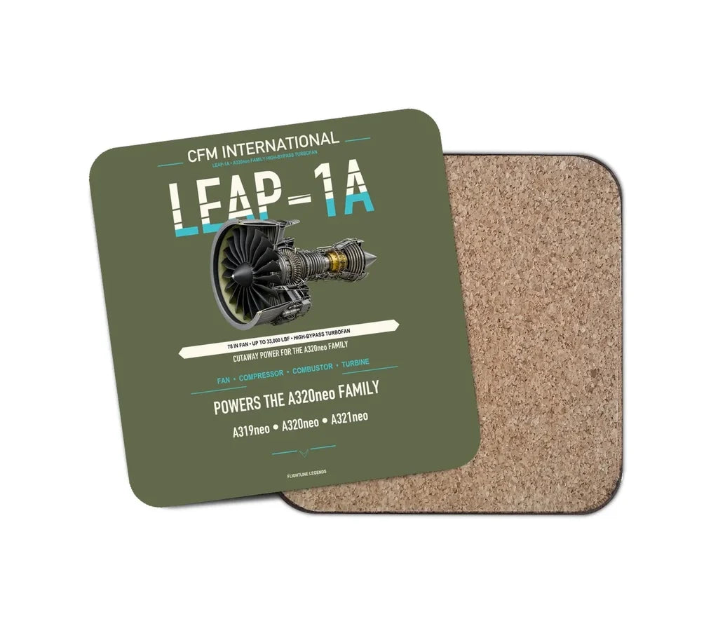 CFM LEAP-1A design on green army 1 piece coaster