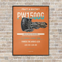 Thumbnail for PW1500G vertical canvas print - framed - orange background