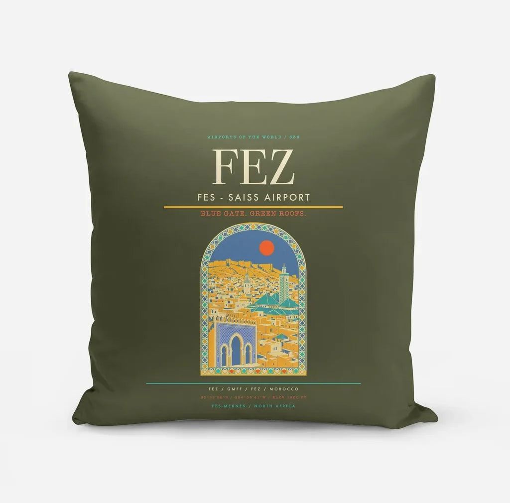 Fes (FEZ) design on green army pillow