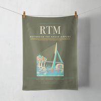 Thumbnail for Rotterdam The Hague Airport (RTM) design on green army towel