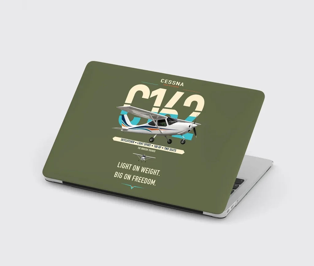 Cessna 162 Skycatcher design on green army MacBook case