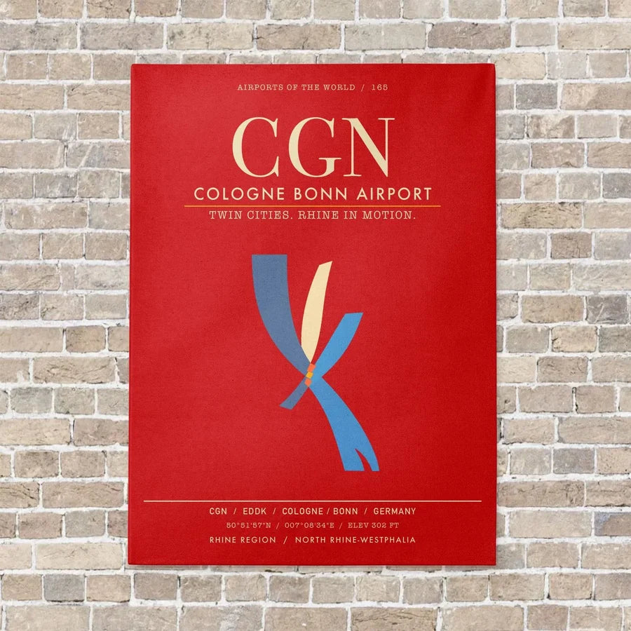 Cologne Bonn Airport CGN - Canvas Framed - Red