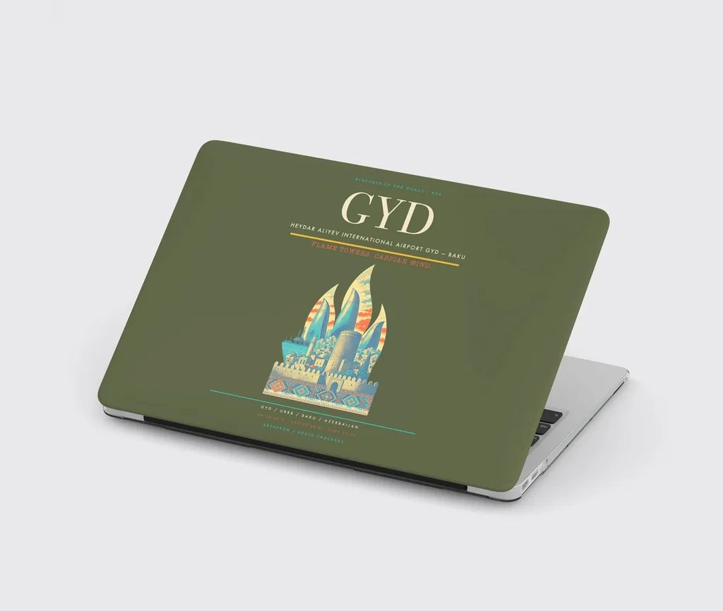 Heydar Aliyev International Airport (GYD) design on green army MacBook case