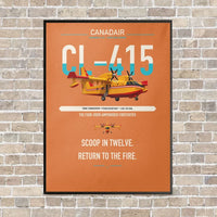Thumbnail for Canadair CL-415 vertical canvas print - framed - orange background