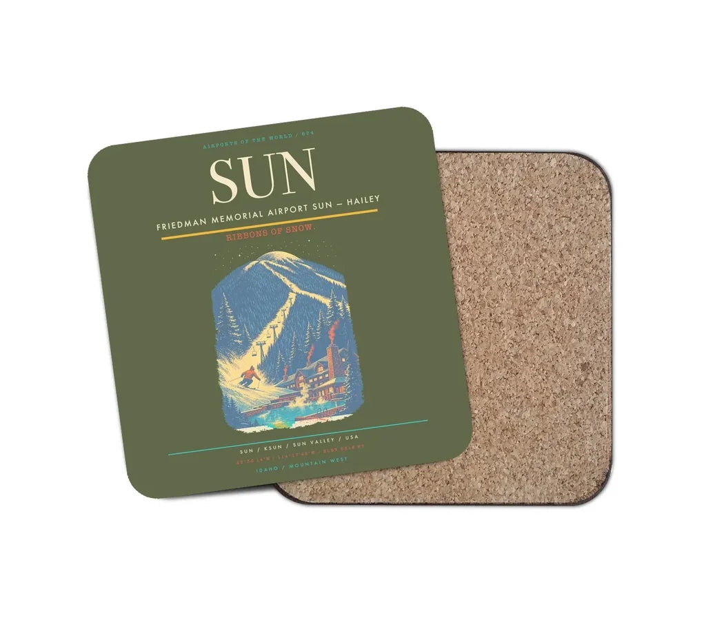 Friedman Memorial Airport (SUN) design on green army 1 piece coaster