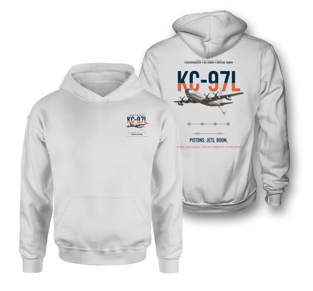 KC-97L STRATOFREIGHTER design on white double-side hoodie, double-side print