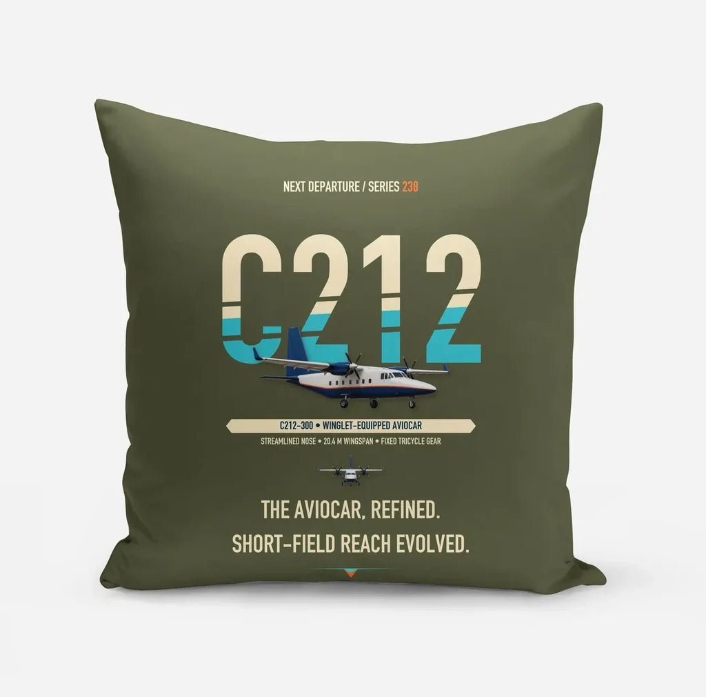 CASA C-212-300 Aviocar design on green army pillow