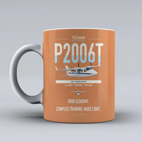 Thumbnail for Tecnam P2006T design on orange ceramic mug, double-side print
