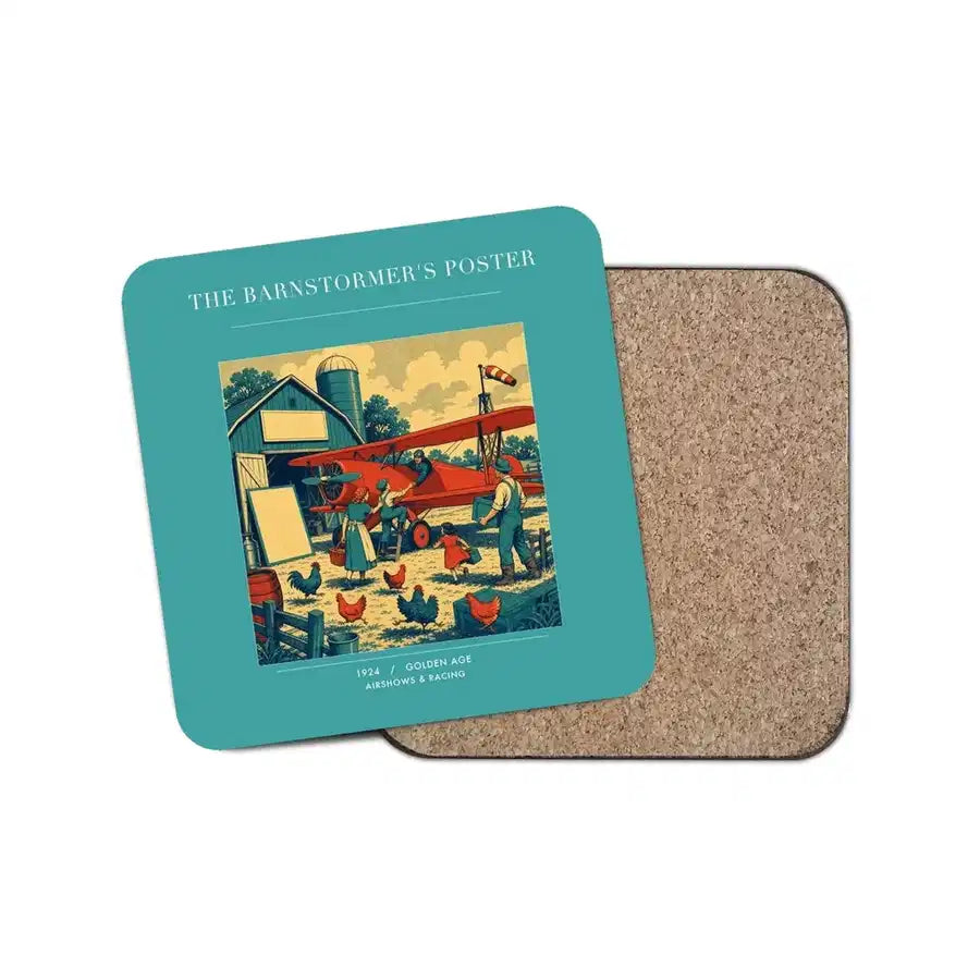 The Barnstormer's Poster - Designed Coasters design on turquoise 1-piece