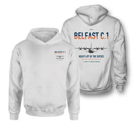 Thumbnail for Short Belfast C.1 design on white double-side hoodie, double-side print