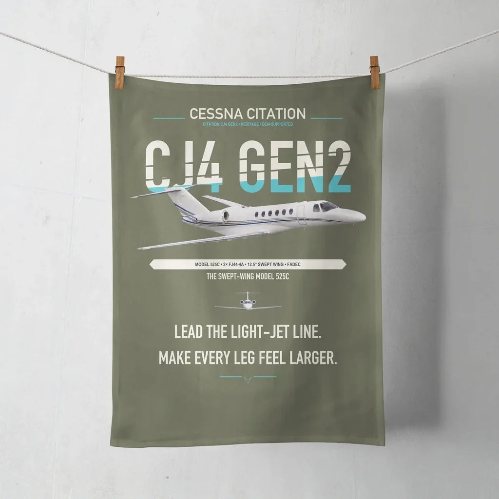 Cessna Citation CJ4 Gen2 design on green army towel