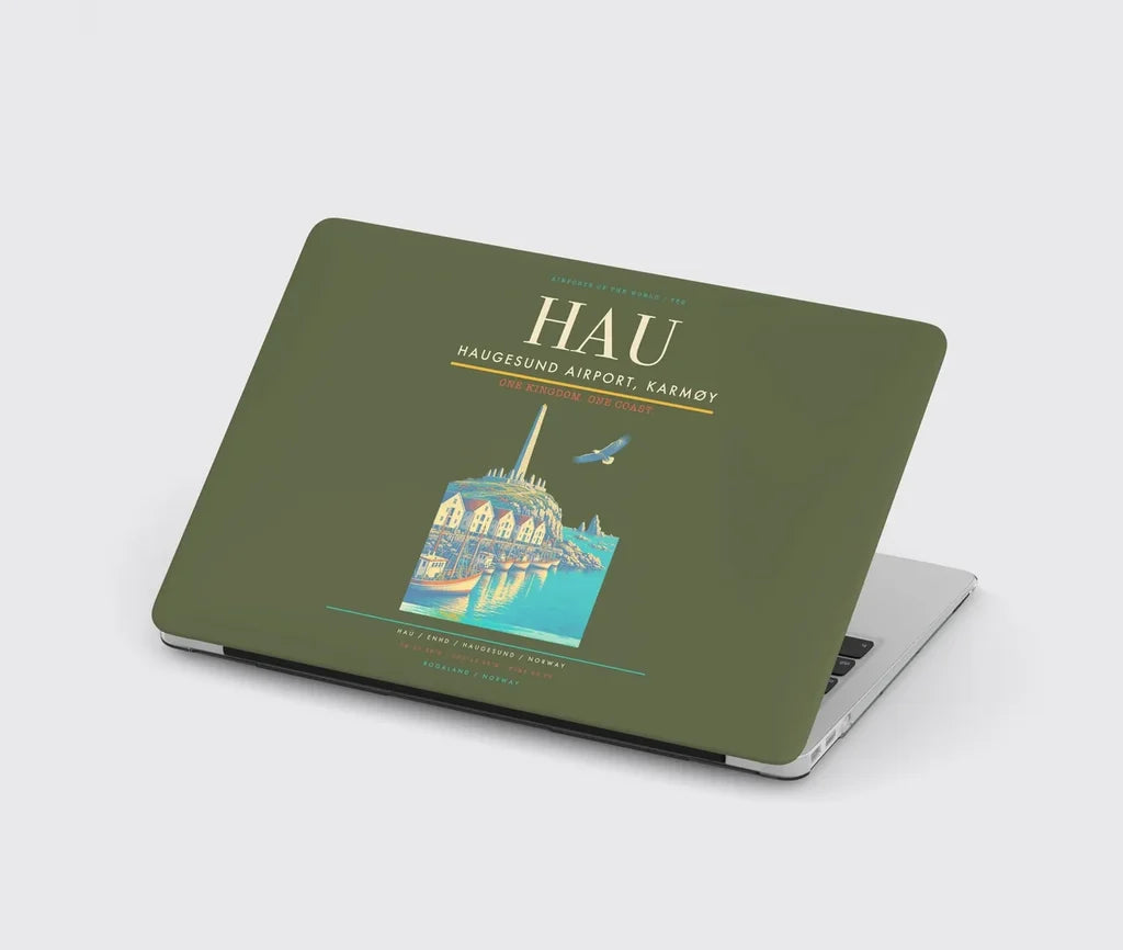 Haugesund Airport, Karmøy (HAU) design on green army MacBook case