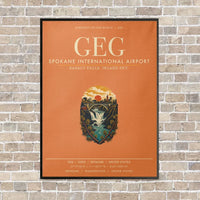 Thumbnail for Spokane International Airport GEG vertical canvas print - framed - orange background