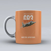 Thumbnail for Hawker Siddeley Harrier GR3 design on orange ceramic mug, double-side print