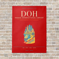 Thumbnail for Hamad International Airport Doha DOH - Canvas Framed - Red