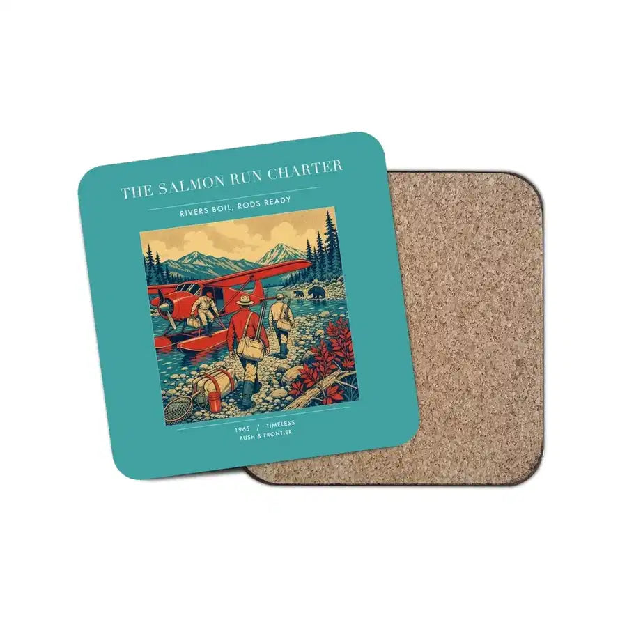 The Salmon Run Charter - Designed Coasters design on turquoise 1-piece