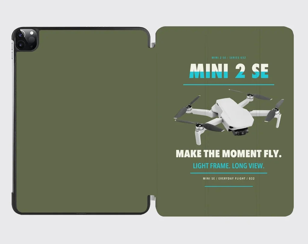 DJI Mini 2 SE design on green army ipad tablet case