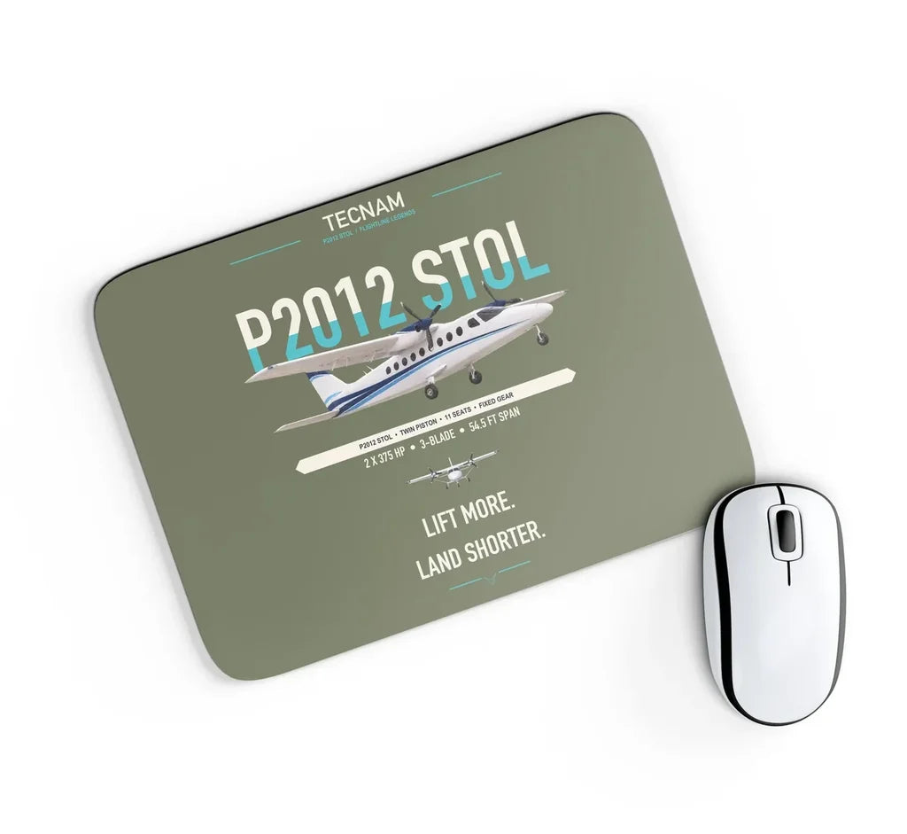 Tecnam P2012 STOL design on green army rectangle mouse pad