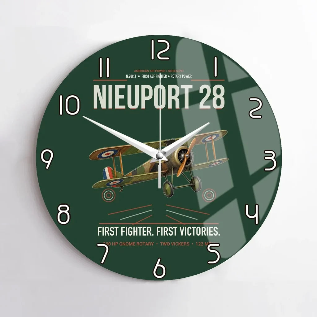 Nieuport 28C.1 design on dark green no frame wall clock