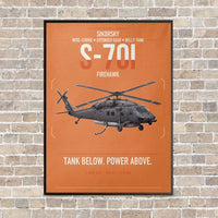 Thumbnail for Sikorsky S-70i FIREHAWK vertical canvas print - framed - orange background