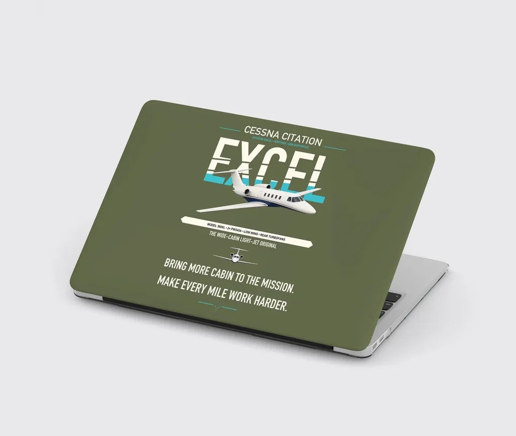 Cessna Citation Excel design on green army MacBook case