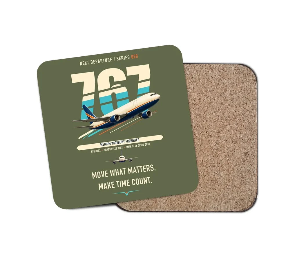 Boeing 767-300F design on green army 1 piece coaster