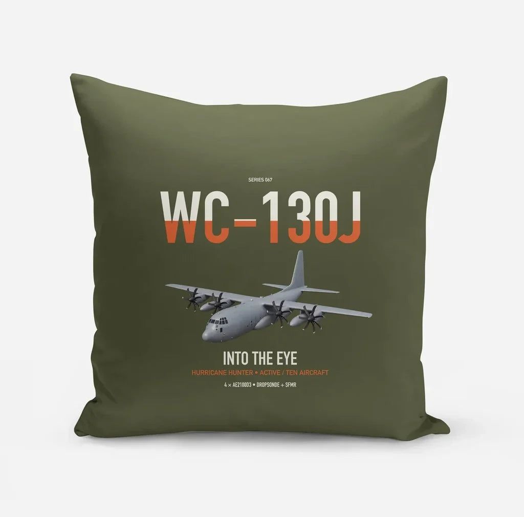 WC-130J Hurricane Hunter design on green army pillow