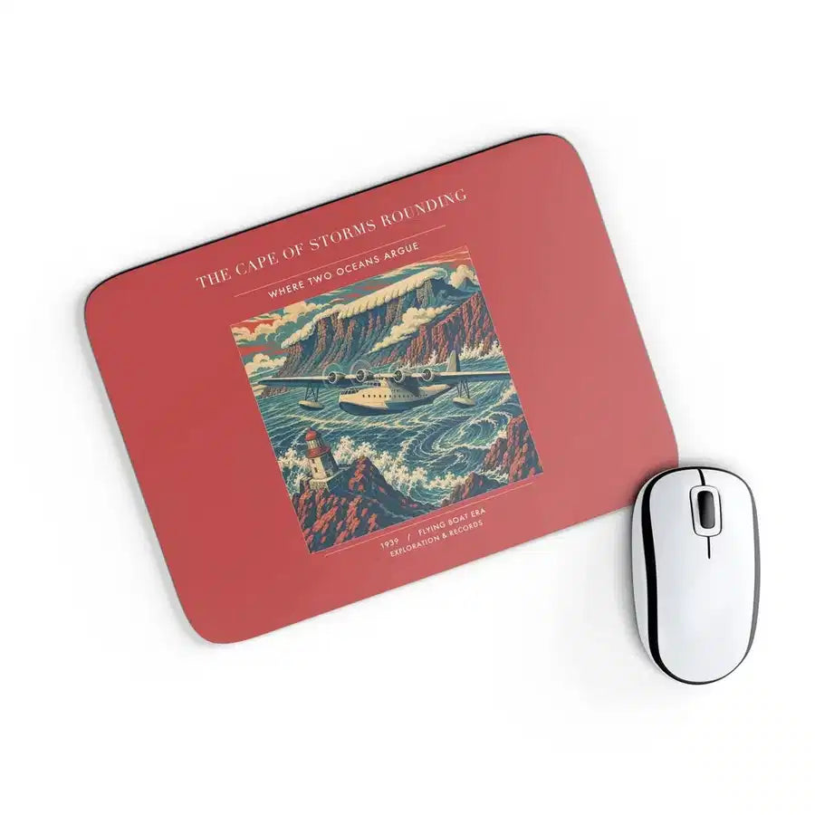 VINTAGE G4494 - The Cape Of Storms Rounding - Designed Mouse Pads design on red rectangle