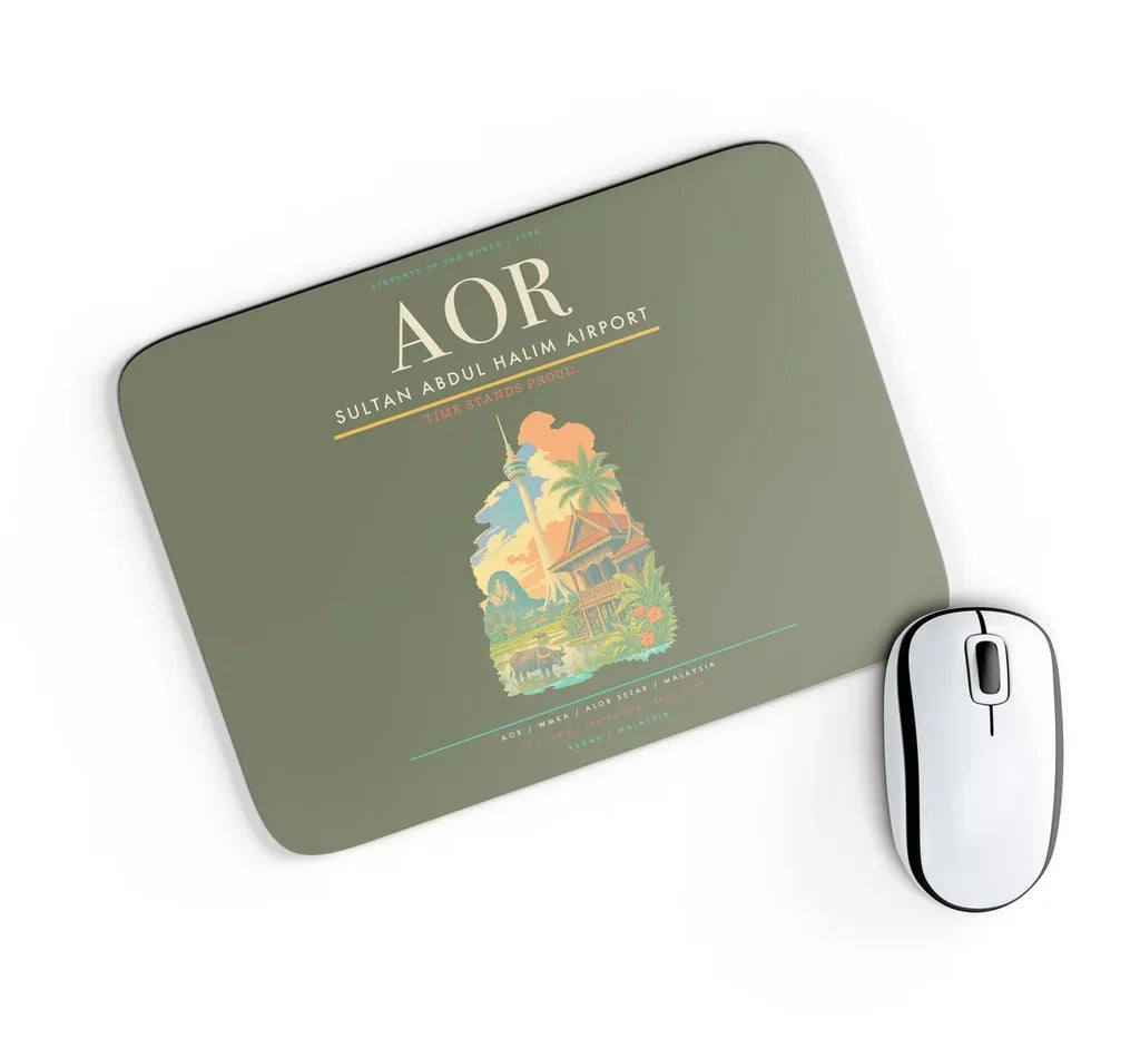 Sultan Abdul Halim Airport (AOR) design on green army rectangle mouse pad