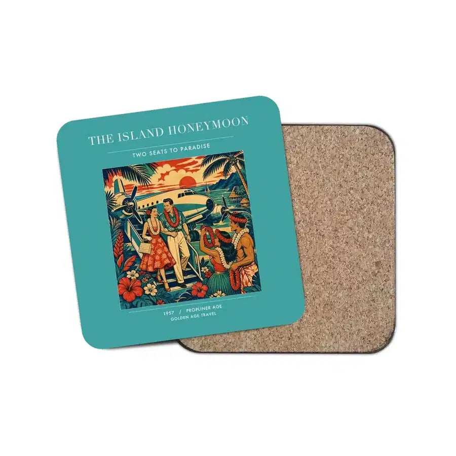 The Island Honeymoon - Designed Coasters design on turquoise 1-piece