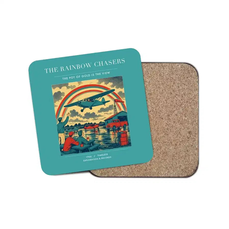 The Rainbow Chasers - Designed Coasters design on turquoise 1-piece