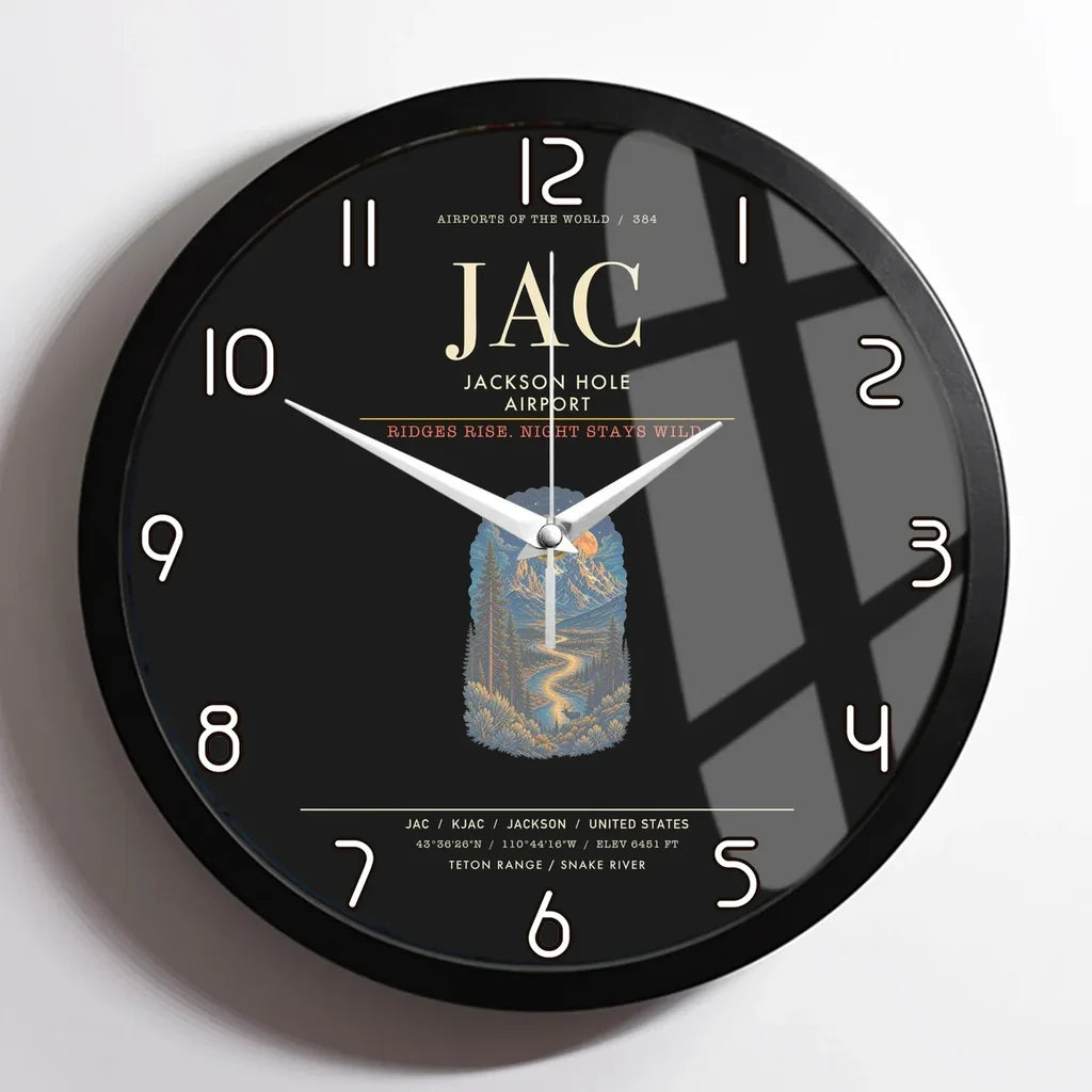 Jackson Hole Airport JAC Wall-Clock Framed - Black