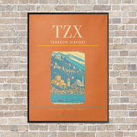 Thumbnail for Trabzon Airport TZX vertical canvas print - framed - orange background