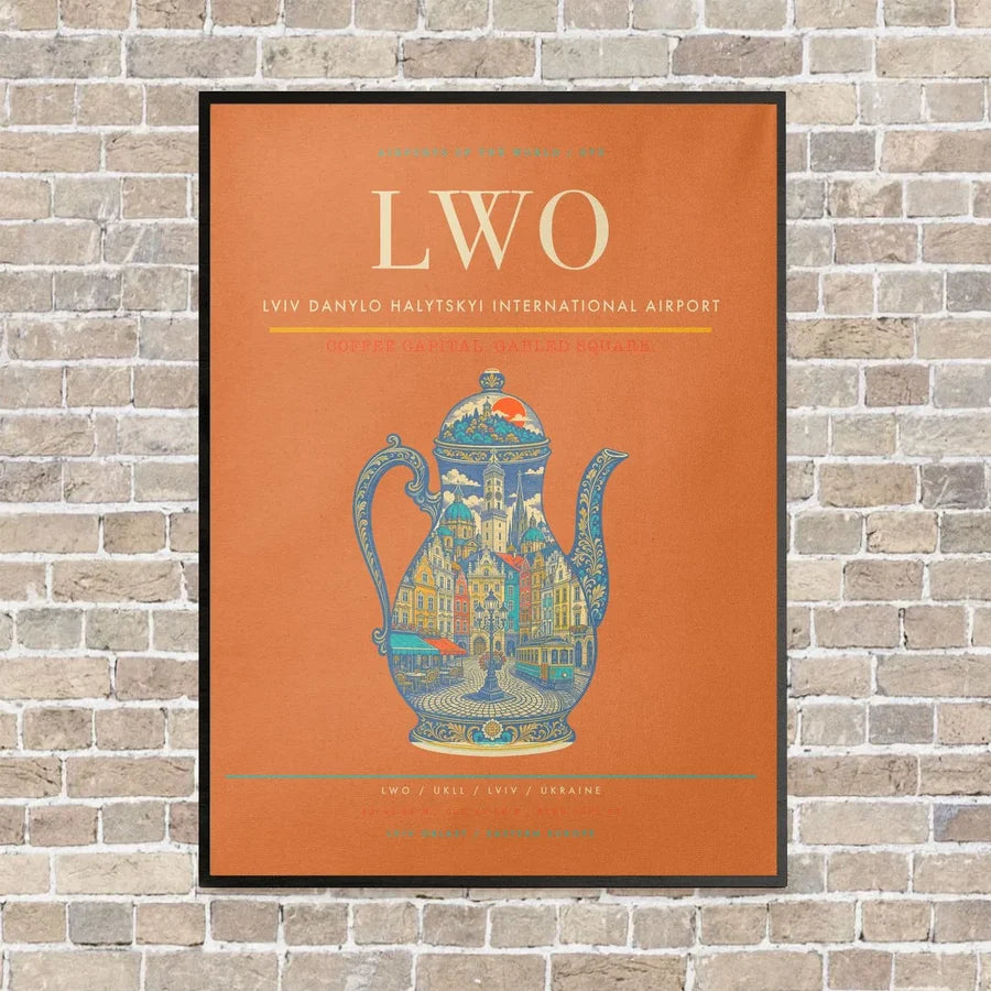Lviv Danylo Halytskyi International Airport LWO - Canvas Framed - Orange