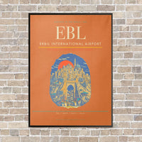 Thumbnail for Erbil International Airport EBL vertical canvas print - framed - orange background