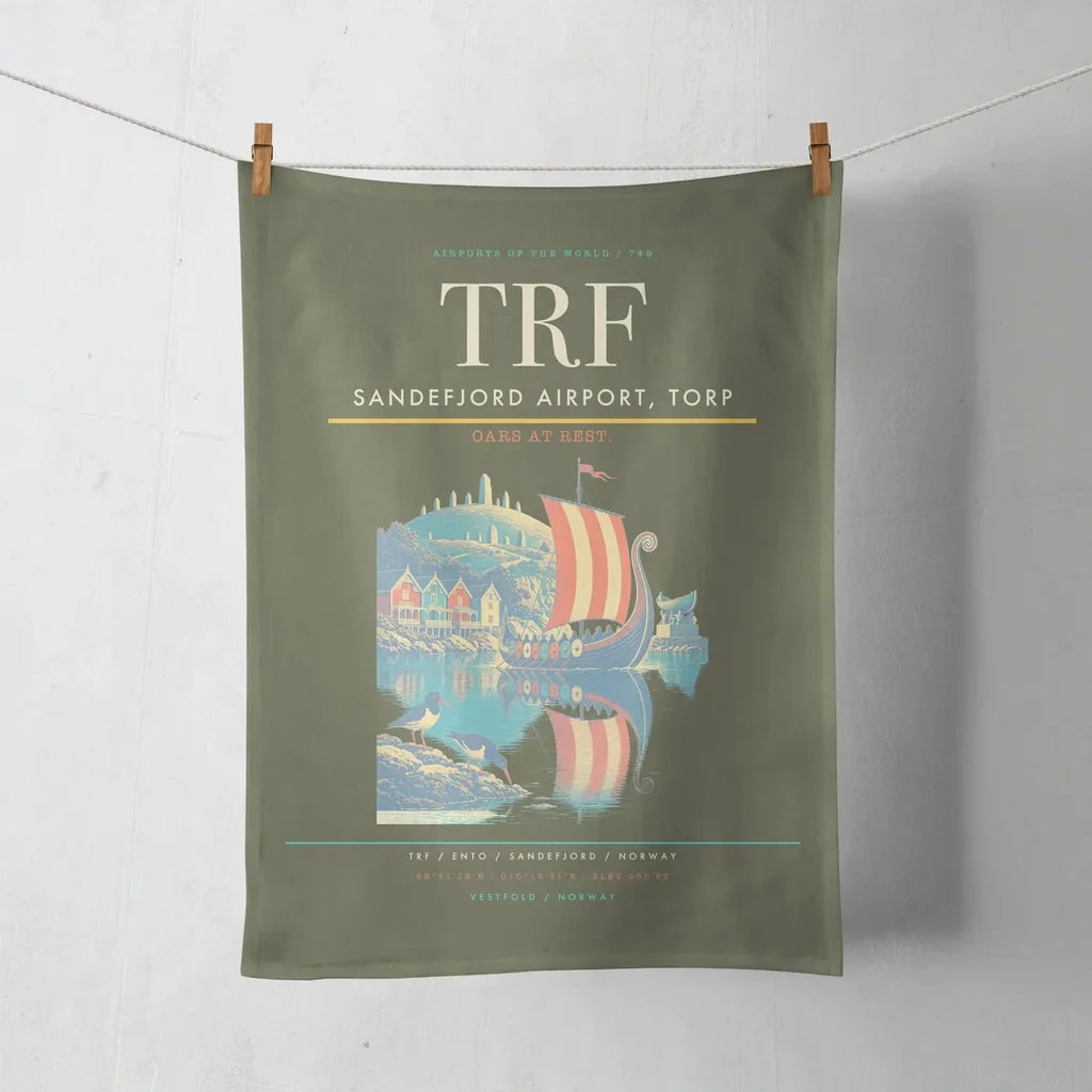 Sandefjord Airport, Torp (TRF) design on green army towel