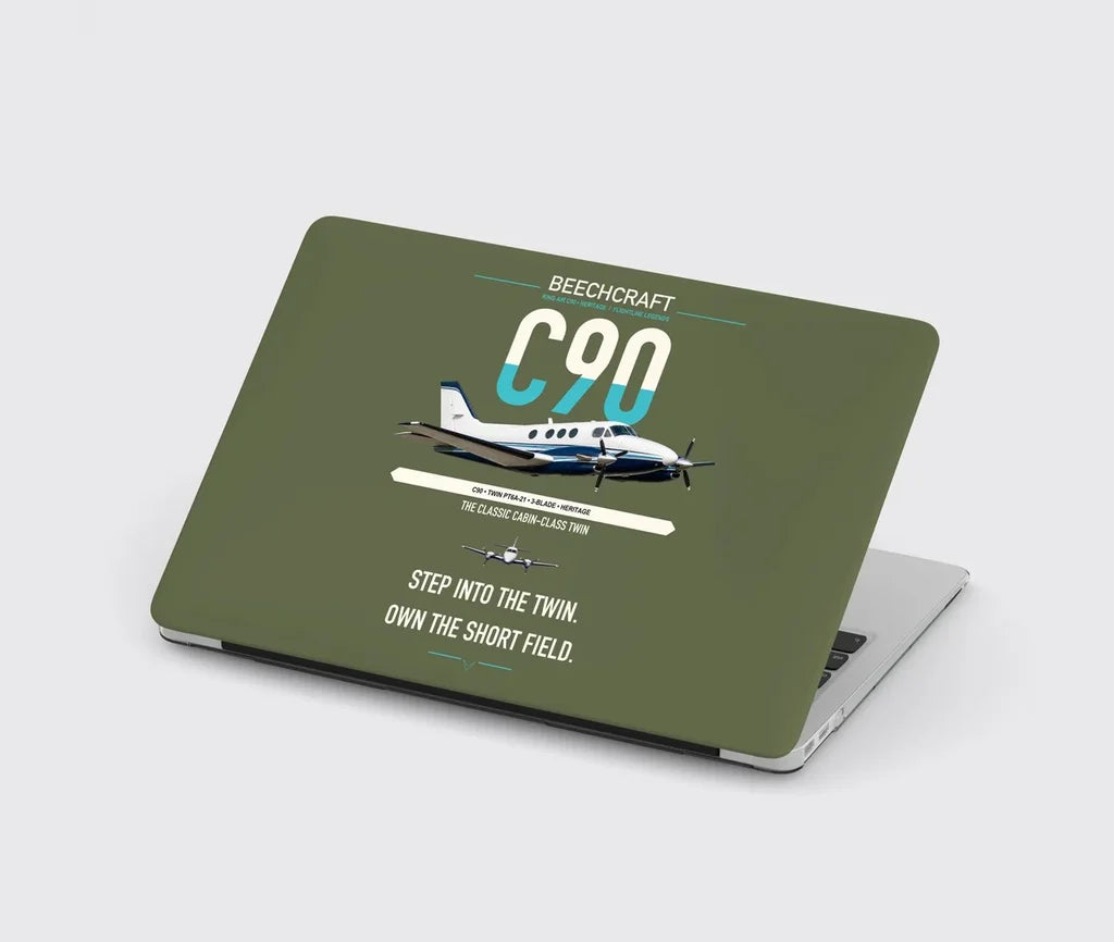 Beechcraft King Air C90 design on green army MacBook case