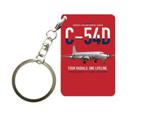 Thumbnail for C-54D Skymaster design on red designed key chain, double-side print