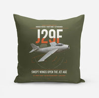 Thumbnail for Saab J 29F Tunnan design on green army pillow