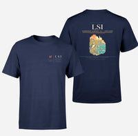 Thumbnail for Sumburgh Airport (LSI) design printed on navy blue double-side t-shirt
