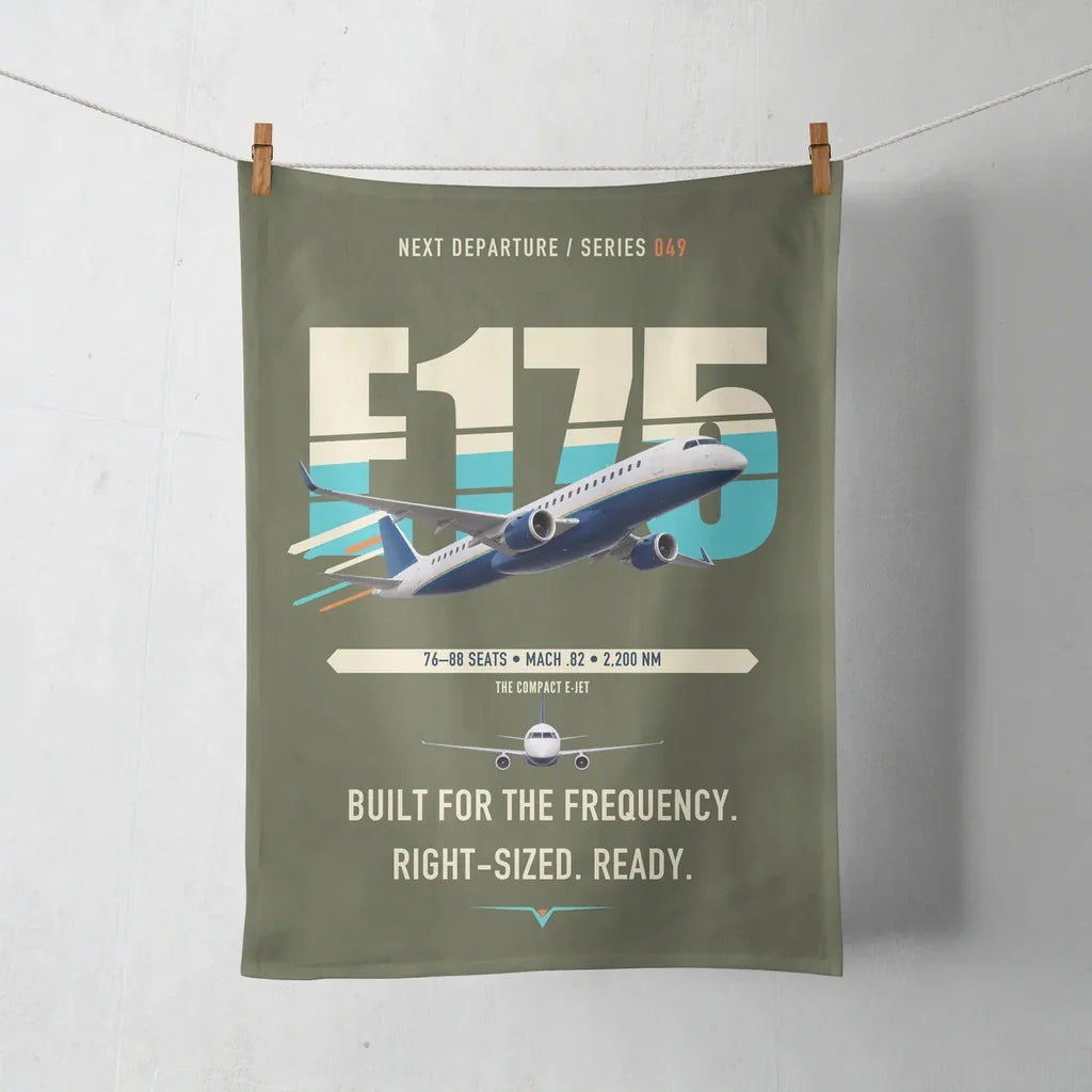 Embraer E175 design on green army towel