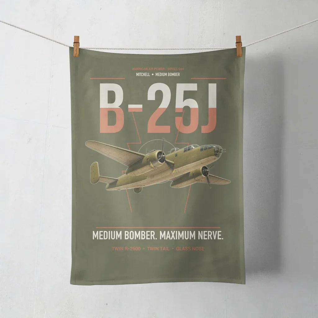 B-25J Mitchell design on green army towel