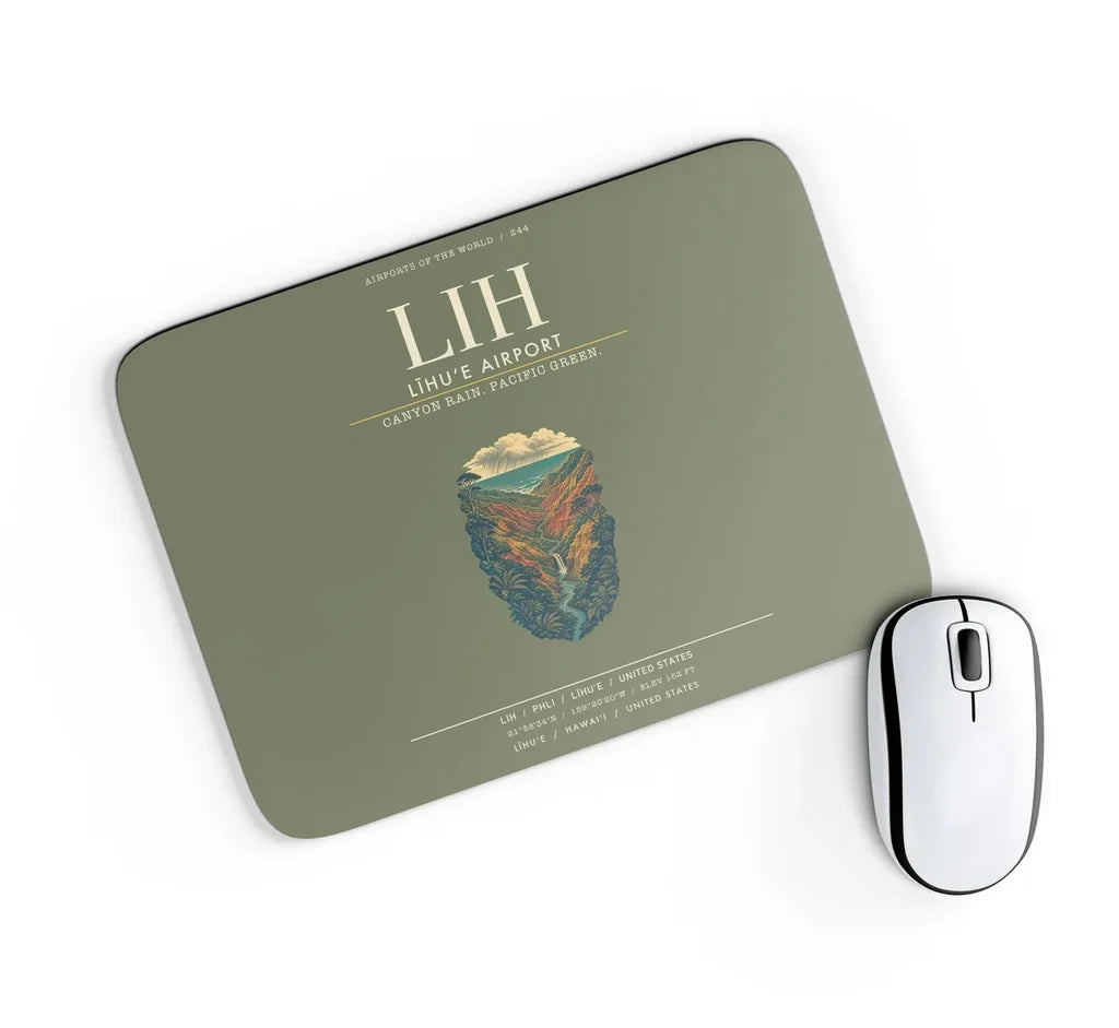 Līhuʻe Airport (LIH) design on green army rectangle mouse pad