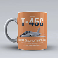Thumbnail for T-45C Goshawk design on orange ceramic mug, double-side print
